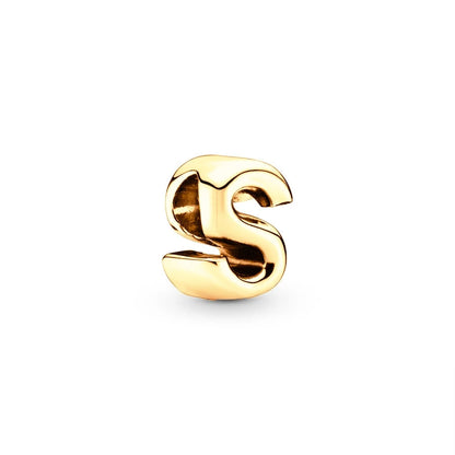 Gold Plated A To Z Alphabet Charm Beads For 925 Bracelet