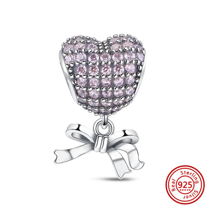 Springtime 925 Silver Pink Flower Ice Cream Charm Pendant for DIY Bracelets N673