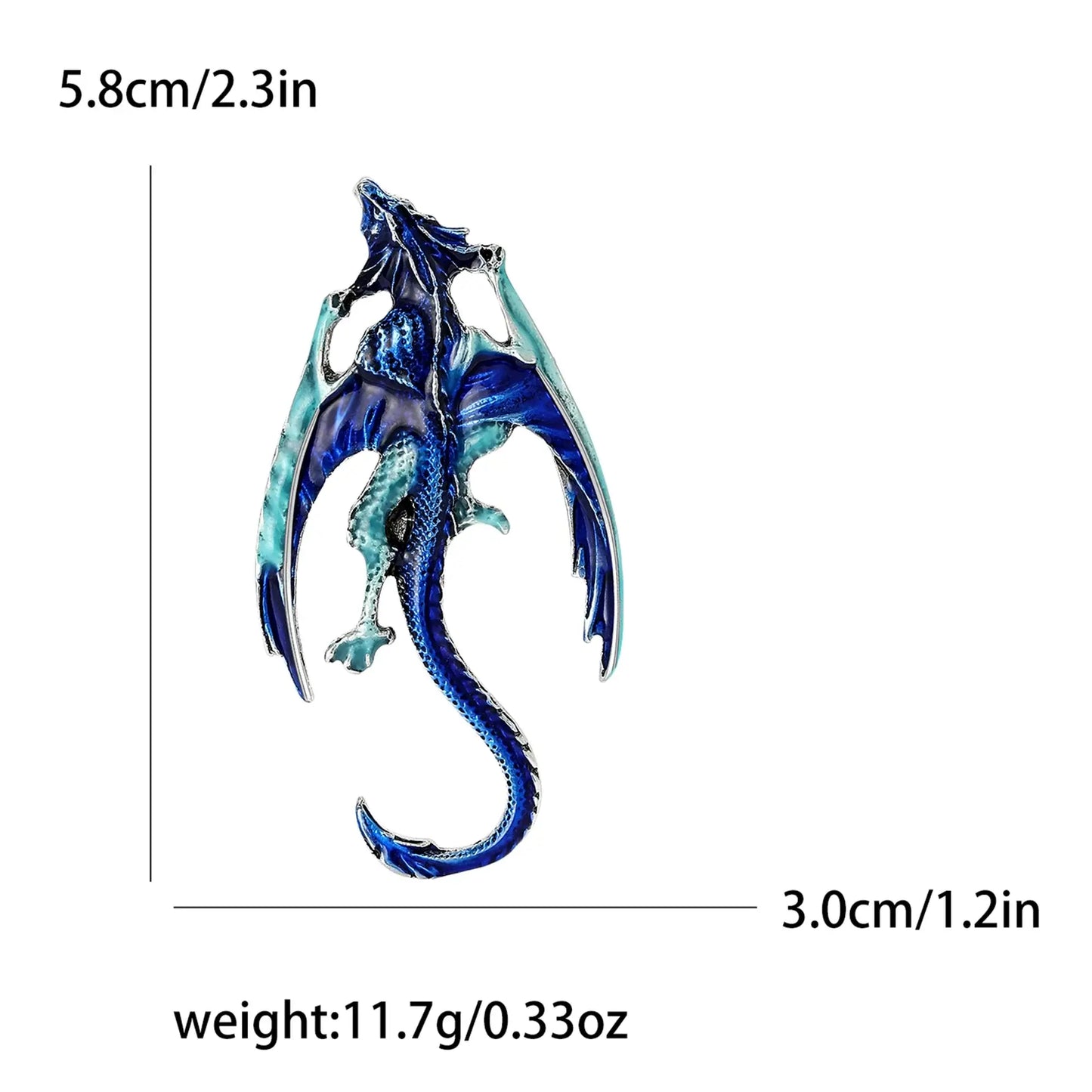 Enamel Dragon Pins for Women Rhinestone Brooch Jewelry Blue4401