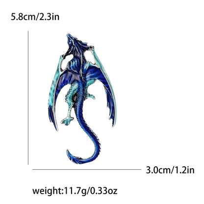 Enamel Dragon Pins for Women Rhinestone Brooch Jewelry Blue4401