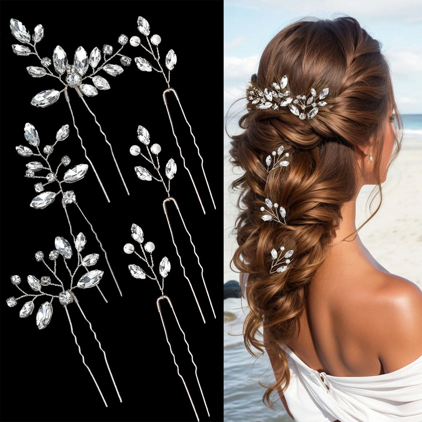 Elegant Pearl Flower Wedding Hairpin Comb Set for Brides