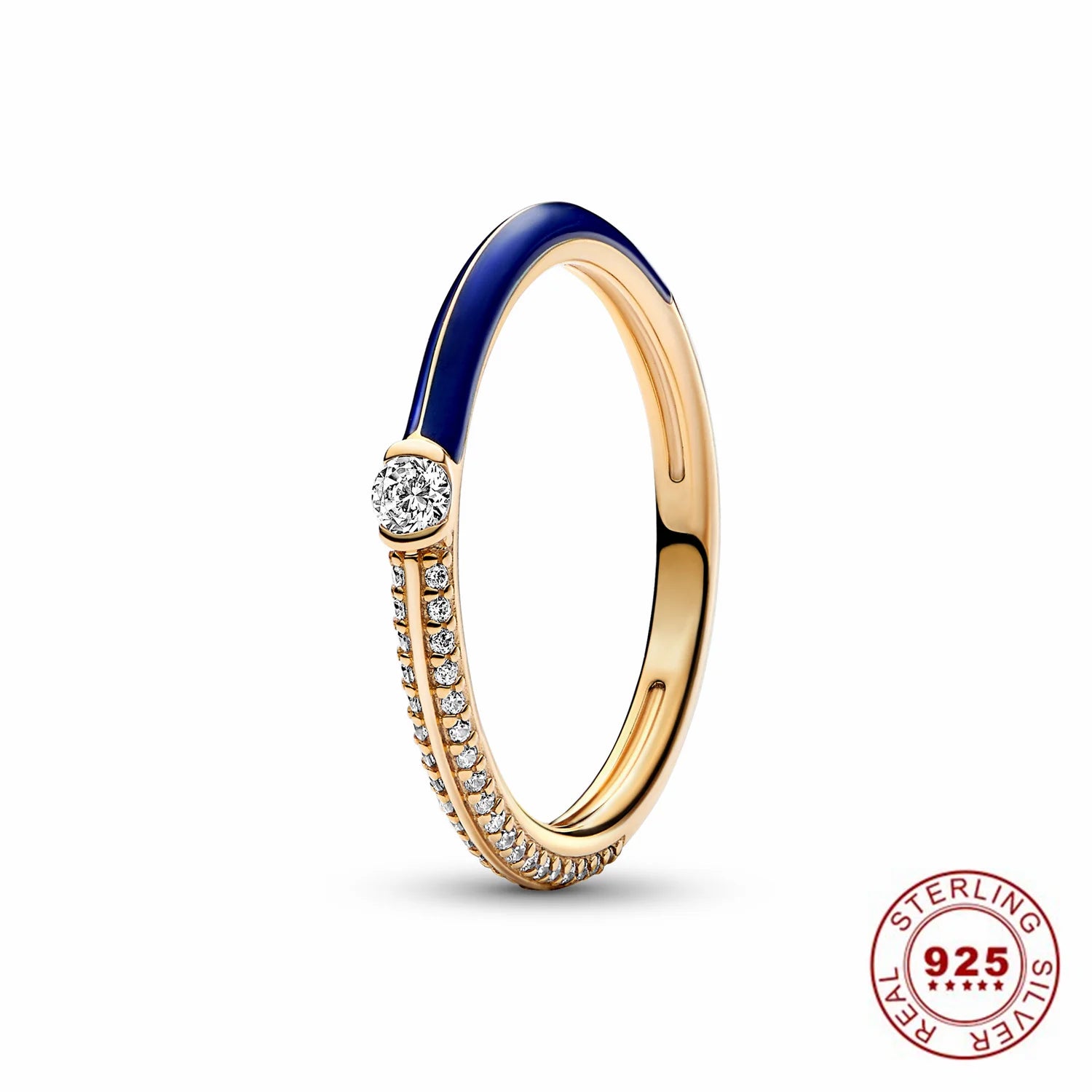 Hot Sale Original 925 Sterling Silver Tiara Heart Sparkling Wedding Ring Rose Gold Women Sun and Moon Crystals Jewelry PAR293