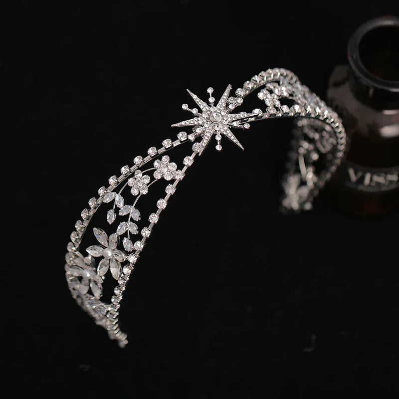 Wedding Crown Hair Jewelry - Double Layer Crystal Star Headpiece with Rhinestones Style 28