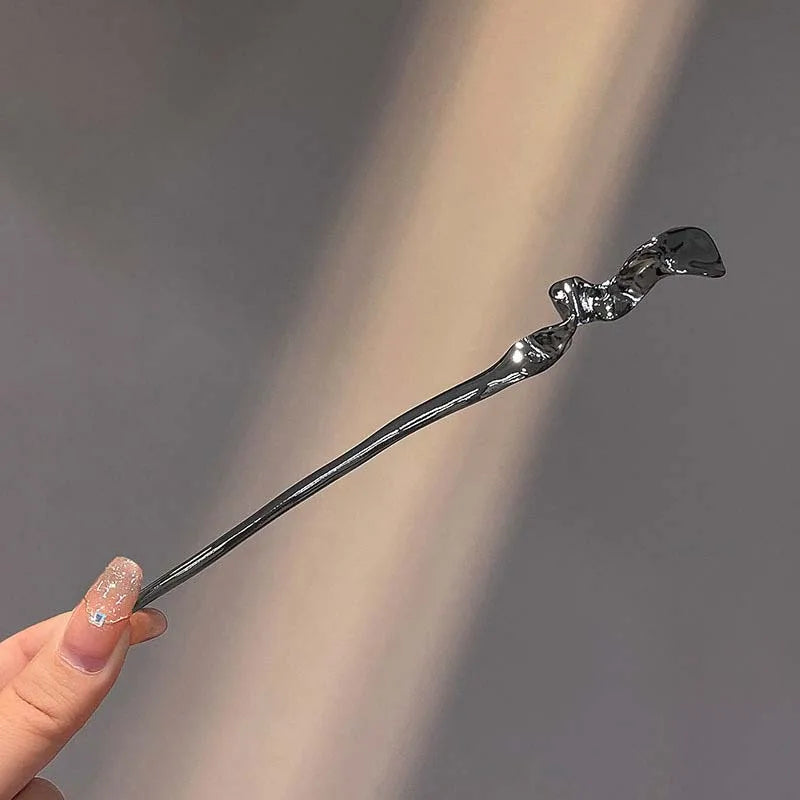Vintage Rose Flower Crystal Hairpin Stick for Women Fashion Alloy Headwear