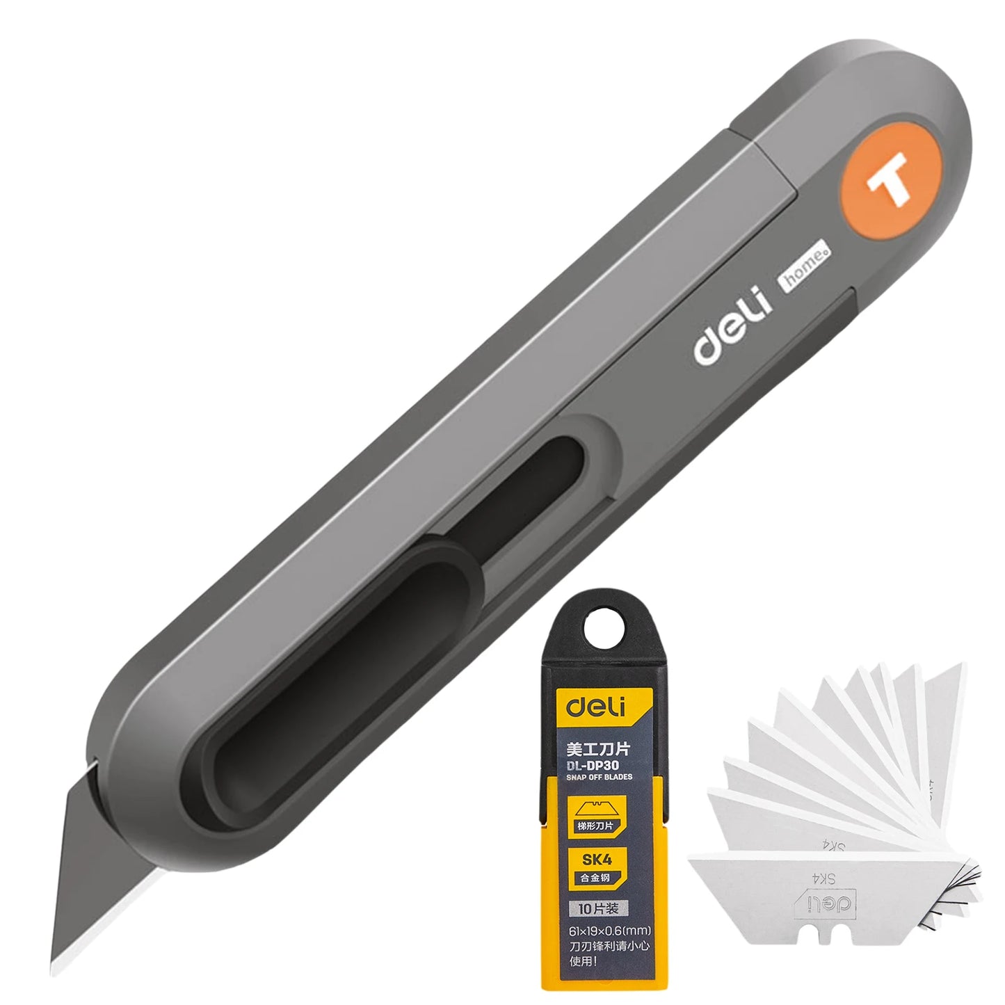 Deli Utility Knife - Top-Rated Retractable Box Cutter for Effortless DIY Crafts & Unpacking B Orange add Blades