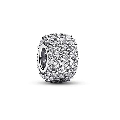 925 Sterling Silver Heart Blooming Rose Full Diamond Zircon Charms Pendant Beads for Bracelets and Necklaces