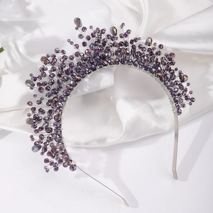 Luxury Crystal Bridal Crown Headband with Silver Diamonds Handmade Wedding Hair Accessories for Elegant Brides and Bridesmaids