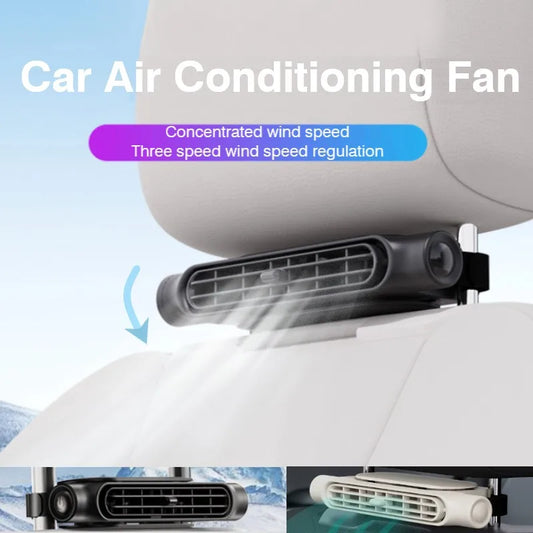 Car Rear Seat Headrest Cooling Fan Electric 3-Speed Mini Fan