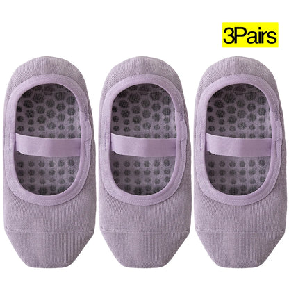 3 Pairs Womens No Show One Band Anti Slip Yoga Socks