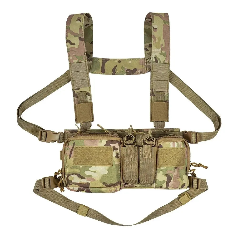 Tactical Vest CS Match Wargame Military Gear Pack Outdoor Nylon Chest Rig Fit for Airsoft Hunting Khaki