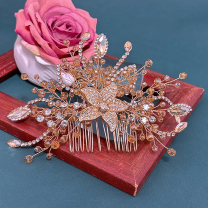 Elegant Crystal Bridal Hair Comb Silver Gold Wedding Headpiece for Women
