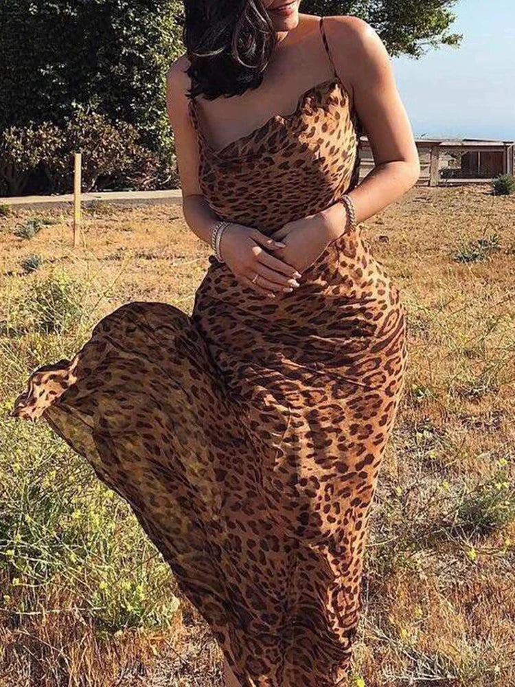 Julissa Mo Leopard Print V-Neck Bodycon Dress for Women