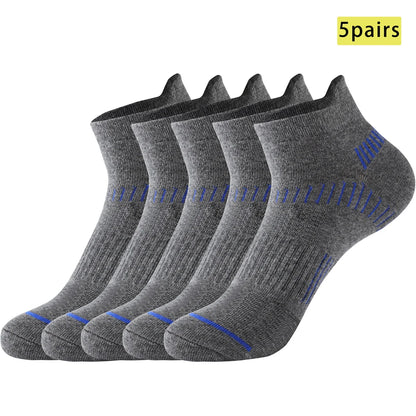 5 Pairs Mens All Season Cotton Crew Socks Moisture Wicking