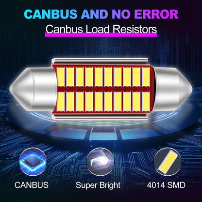 Ultra-Bright 4PCS C5W LED Canbus Festoon 39mm Car Interior Lights 12V 24V 3000LM 6500K White