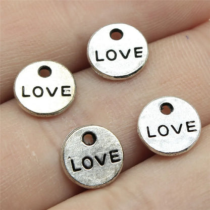 40pcs Antique Silver Love Heart Charms DIY Jewelry Set
