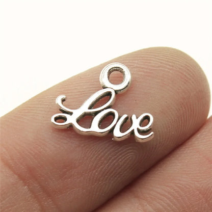 40pcs Antique Silver Love Heart Charms DIY Jewelry Set