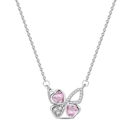 Luxury 925 Sterling Silver Colorful Arrow Heart Bow Tie Feather Pendant Necklace Charming DIY Gift for Women