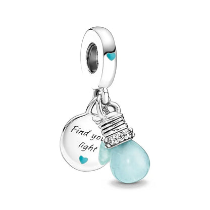 European Spring Light Bulb Charm Bead for 925 Sterling Silver Bracelet and Necklace Jewelry for Women