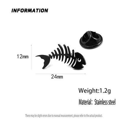 Gold-Plated Fish Bone Brooch Set for Men - Stylish Lapel Pin and Collar Accessory
