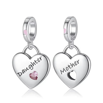 Original 925 Sterling Silver Linked Sister Hearts Openable Heart Locket Dangle Charm Beads for Necklace and Bracelet Jewelry