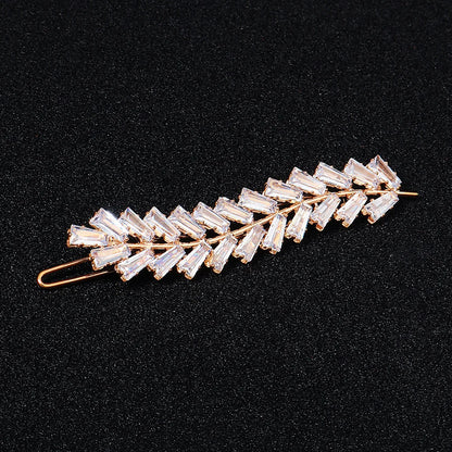 Elegant Cubic Zirconia Leaf Hair Clips for Bridal and Wedding Style