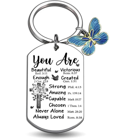 Personalized Christian Keychain Gift for Women and Teens - Inspirational Bible Verse for Mom and Best Friend