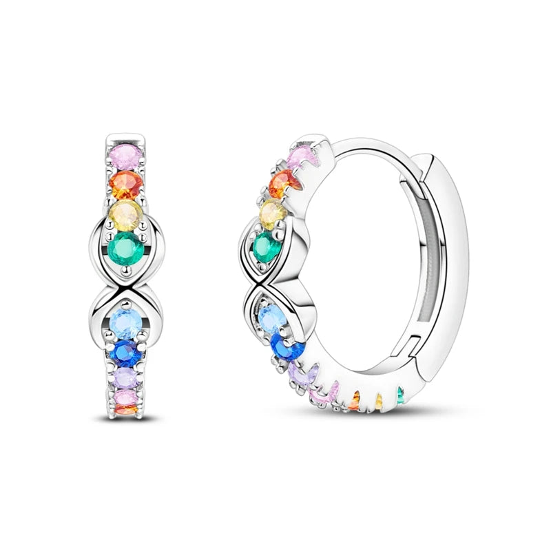 925 Sterling Silver Zirconia Hoop Earrings for Women Engagement Birthday Gift KTE459