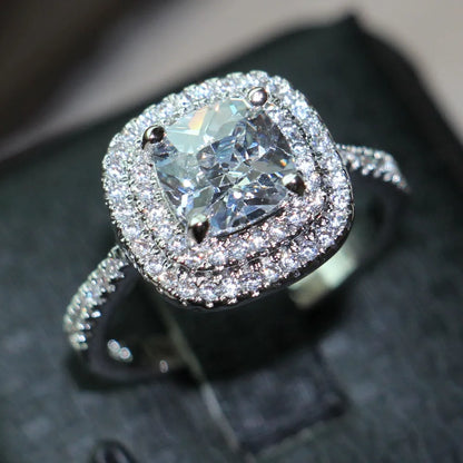 Fashion Anniversary Ring 925 Sterling Silver Moissanite Engagement Wedding Band for Women and Men