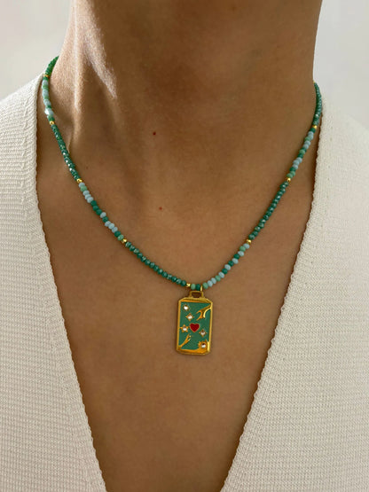 Peri'sBox Bohemian Multi-Color Acrylic Beaded Pendant Necklace for Women