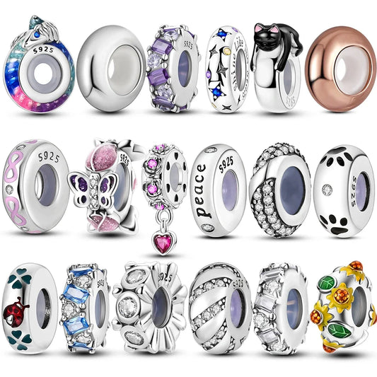 925 Sterling Silver Spacer Beads Charms for DIY Bracelets Jewelry Gifts for Women