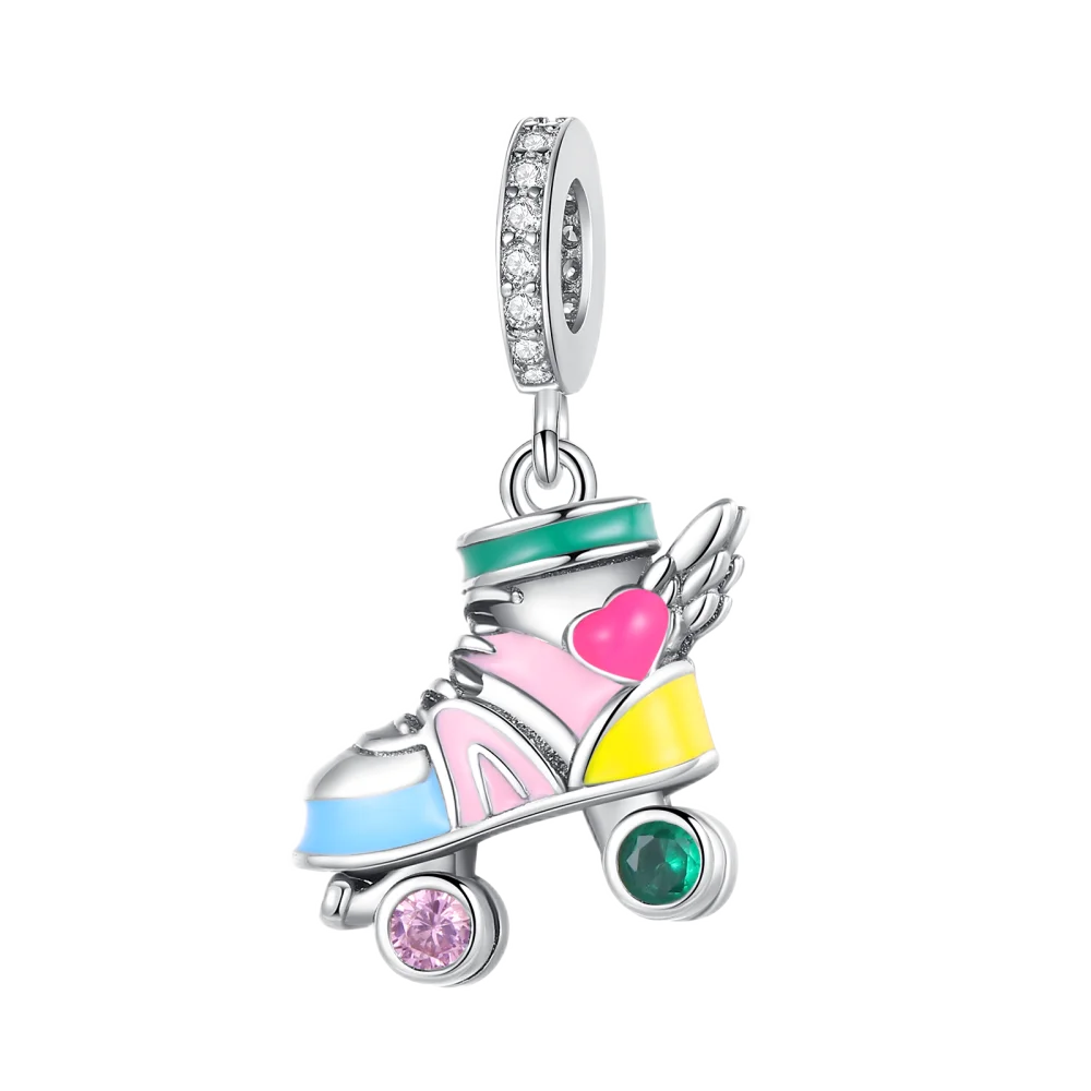 Romantic 925 Sterling Silver Lipstick Charm Pendant with Zircon for Womens Bracelets Necklaces DIY Jewelry Gift