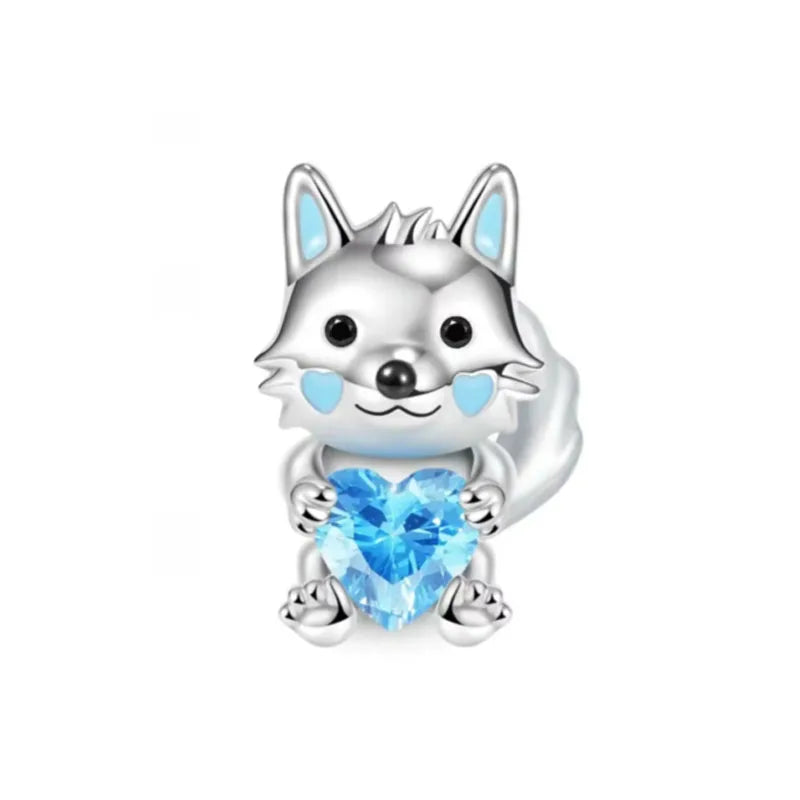 Sterling Silver Paw Print and Bone Charm Bead for Pet Bracelet Jewelry B3833