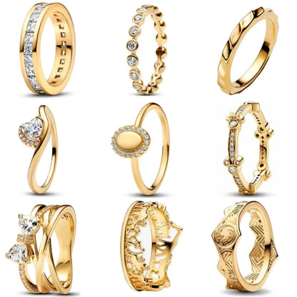 European 925 Silver Gold Bow Ring with Zircon for Exquisite Women's Jewelry at Wedding Parties