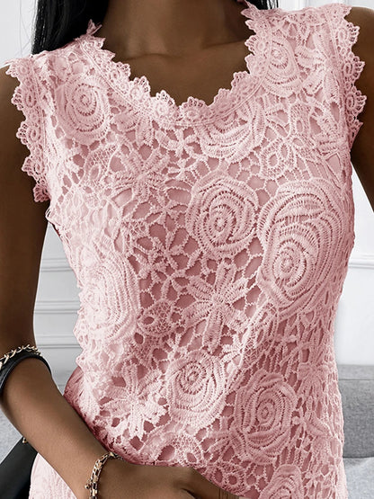 Lace Jacquard Sleeveless Camisole Top Women Breathable