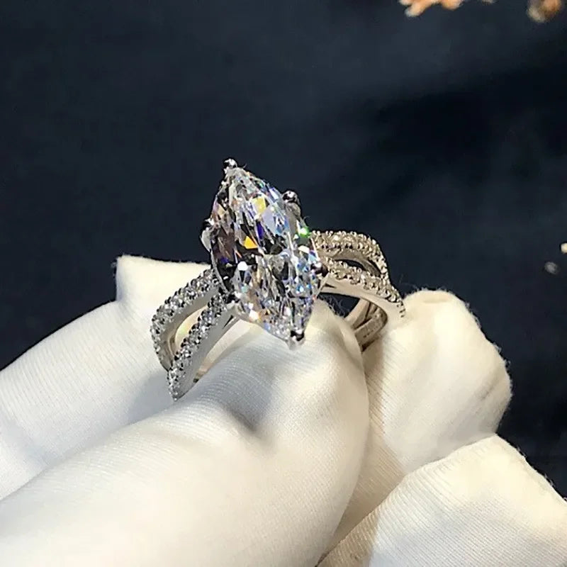 Promise Marquise Cut 3ct Simulated Diamond Engagement Ring in 925 Sterling Silver for Women Perfect Christmas Gift style 4