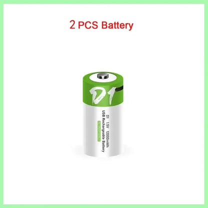 1-8PCS D Size USB Rechargeable Batteries LR20 Li-ion 1.5V 12000mWh with Type-C Cable 2 PCS D CHINA