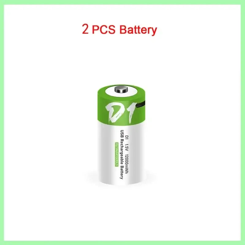 1-8PCS D Size USB Rechargeable Batteries LR20 Li-ion 1.5V 12000mWh 2 PCS D CHINA