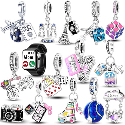 925 Sterling Silver Charm Bead Bracelet for Smartwatch and DIY Jewelry