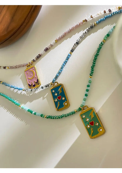 Peri'sBox Bohemian Multi-Color Acrylic Beaded Pendant Necklace for Women