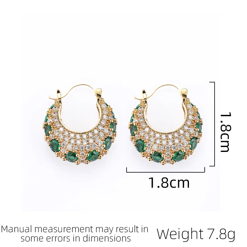 Suyu Trendy Zircon Hoop Earrings for Women Luxurious Geometric Round Design