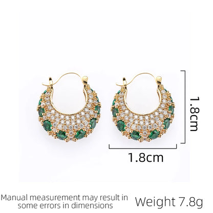 Suyu Trendy Zircon Hoop Earrings for Women Luxurious Geometric Round Design