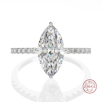 Promise Marquise Cut 3ct Simulated Diamond Engagement Ring in 925 Sterling Silver Elegant Wedding Jewelry Gift for Women
