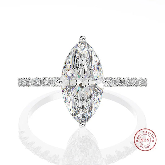 Promise Marquise Cut 3ct Simulated Diamond Engagement Ring in 925 Sterling Silver Elegant Wedding Jewelry Gift for Women