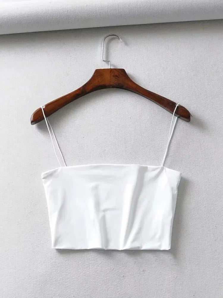 Womens Crop Top Elastic Cotton Camisole Tank Sleeveless