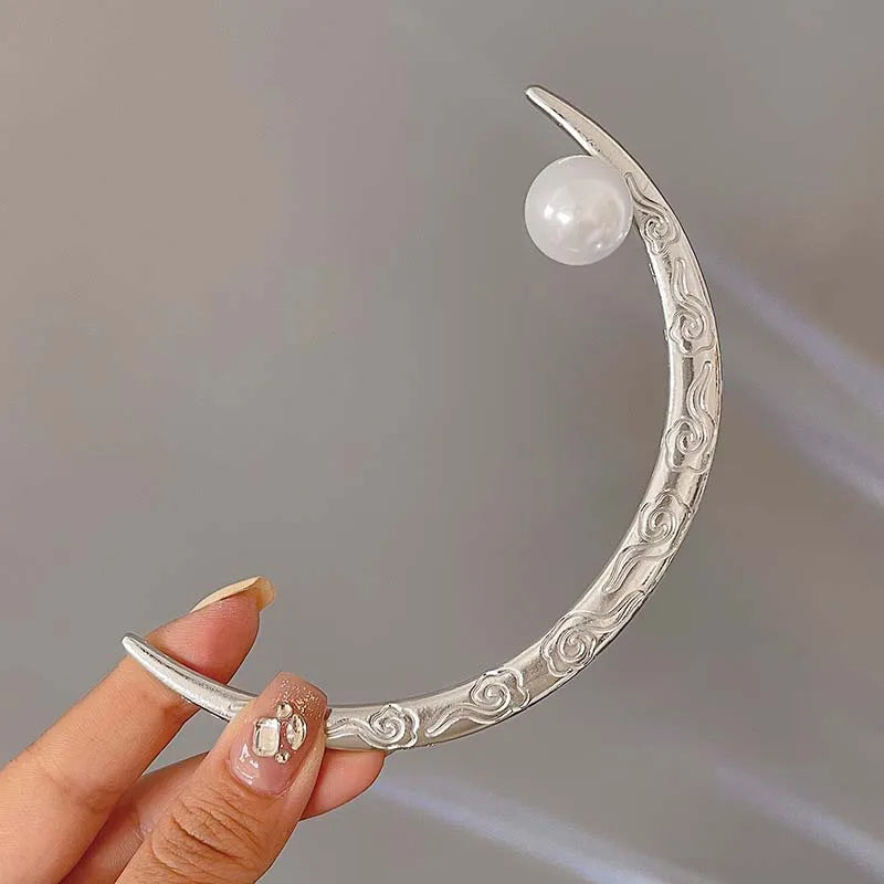 Vintage Rose Flower Crystal Hairpin Stick for Women Fashion Alloy Headwear
