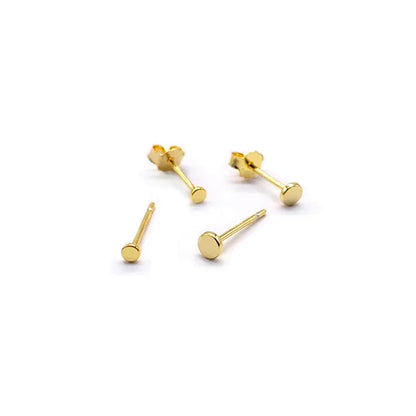 3 Pairs 18K Gold Plated Stainless Steel Mini Round Stud Earrings Set for Women and Men