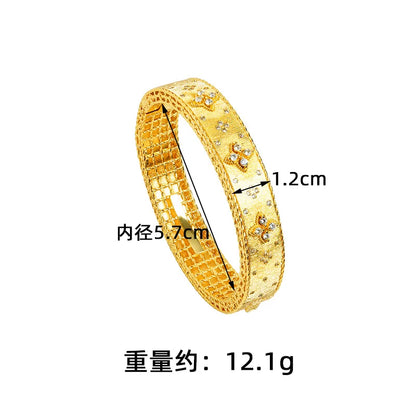 Exquisite 24K Pure Gold Women's Lucky Grass Palace Style Bracelet