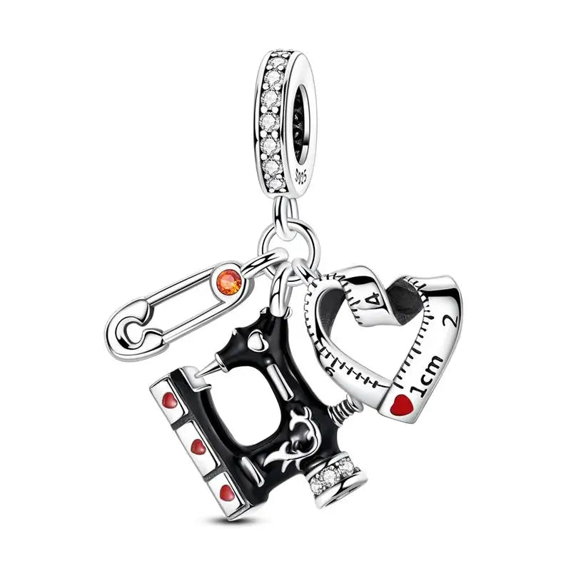 Genuine 925 Sterling Silver Heart Charm Bead for Mother's Day Bracelet Gift