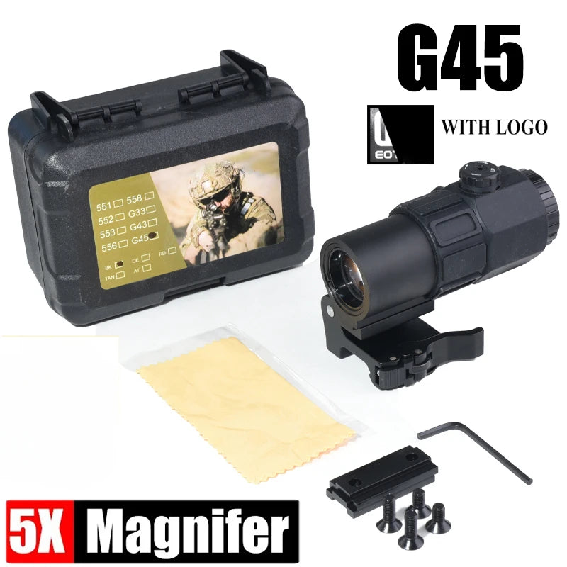 Eotech 558 G43 Magnifier Holographic Sight Scope with Folding Side Flip and 5X Magnification for Tactical Reflex Riflescope ONLY G45--W