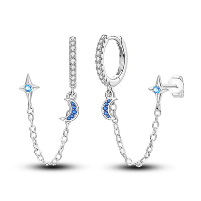 925 Sterling Silver Zirconia Hoop Earrings for Women Engagement Birthday Gift KTE252